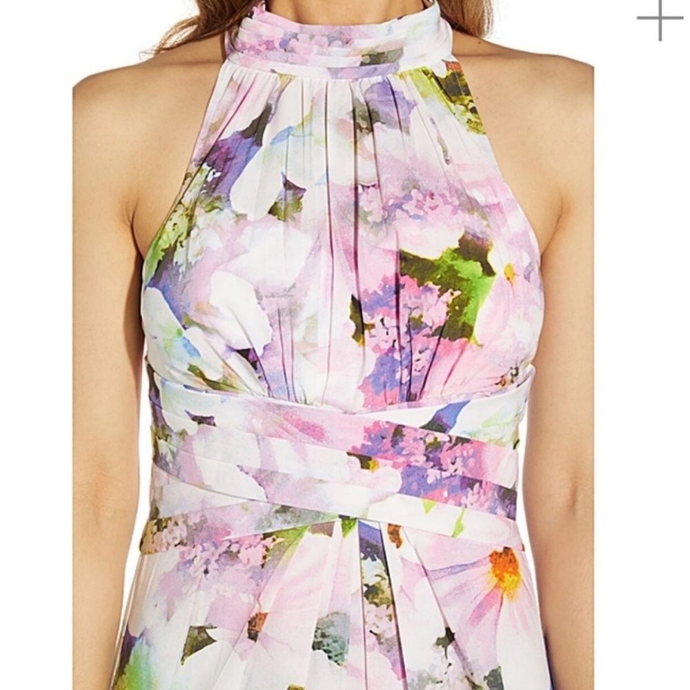 Adrianna Papell Women's Floral Halter Gown - Picture 3 of 15